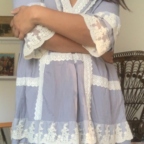 Velzera EUC blue and white lace bohemian dress - Picture 8 of 16